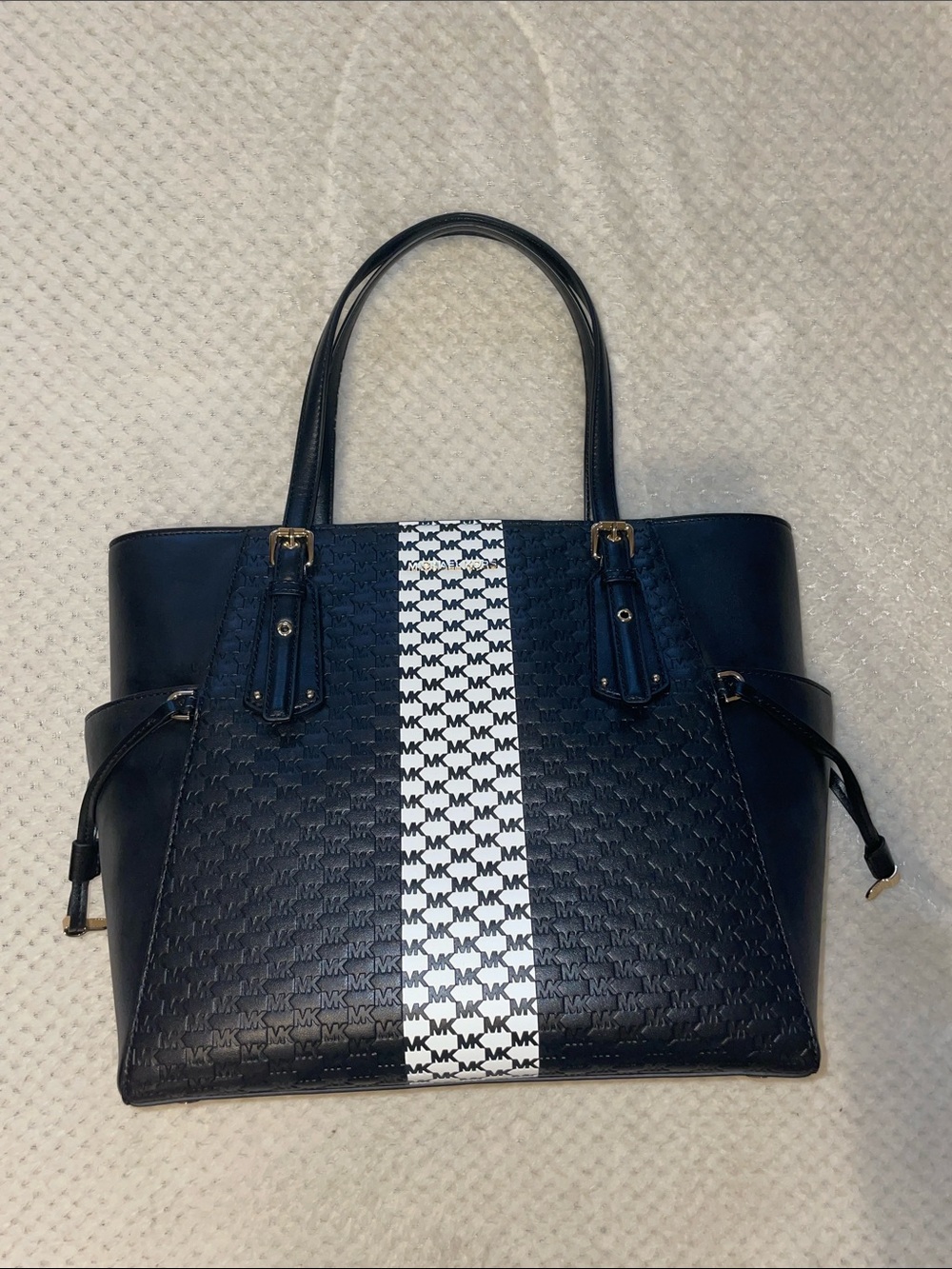 NEW Michael Kors Navy and White Signature Stripe Tote